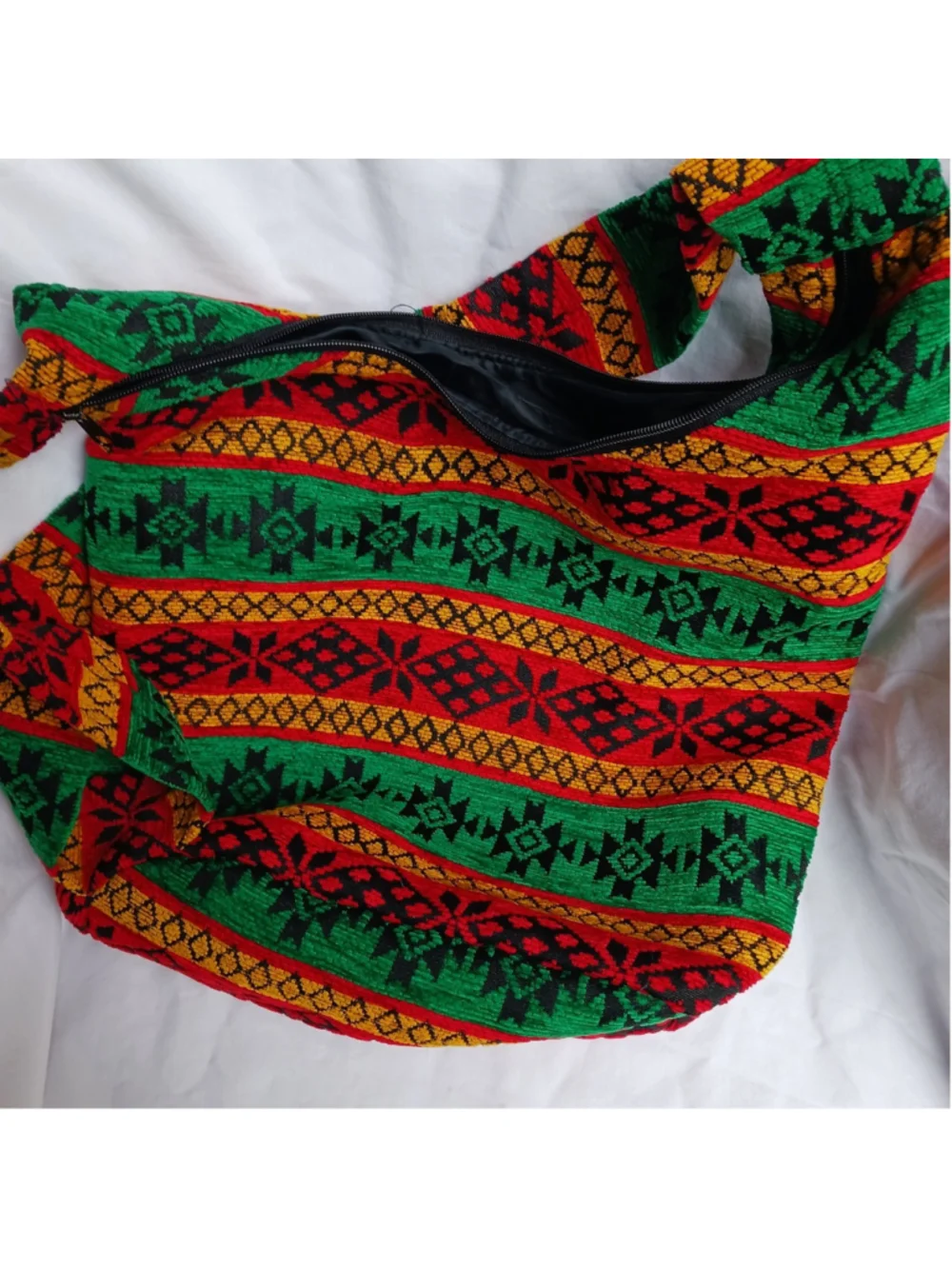 VTG Rasta Jamaican beach bag Shoulder Messenger Bag Woven Spacious Lined Zip